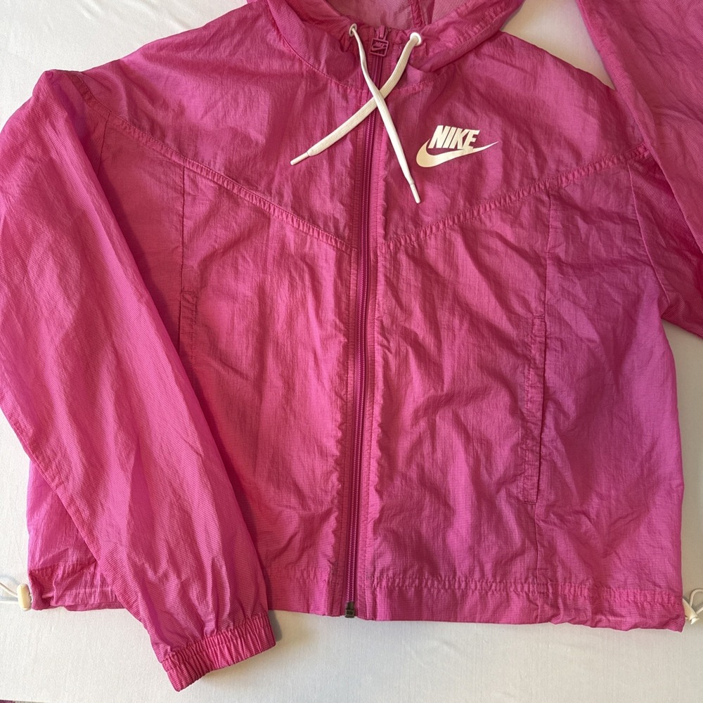 Nike Hot Pink Nylon Blend Hoodie Windrunner Jacket Women's S Running Athletic - Picture 2 of 13